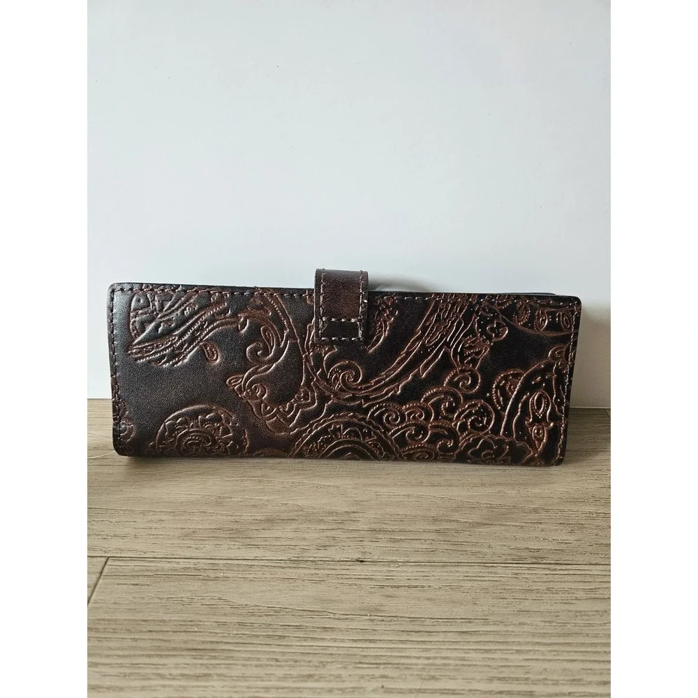 Patricia Nash Dark Brown Tooled Leather Wallet